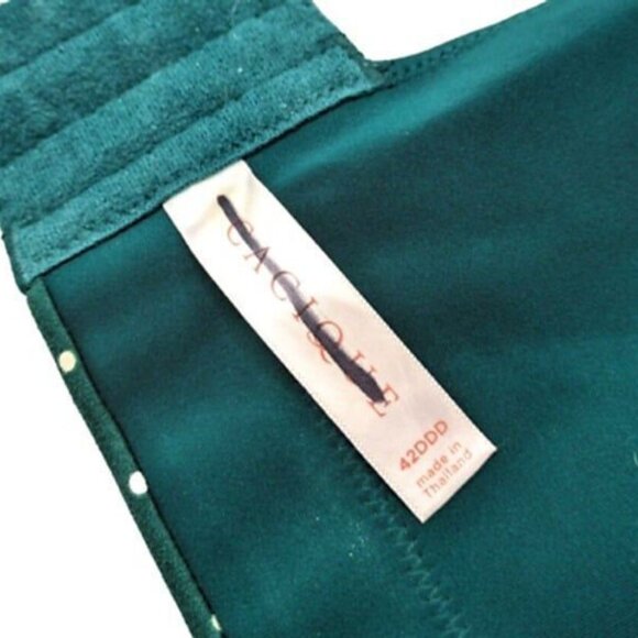 Lane Bryant Cacique Bra lightly Lined Full Cov Green Polka Dot 42DDD - Picture 3 of 9